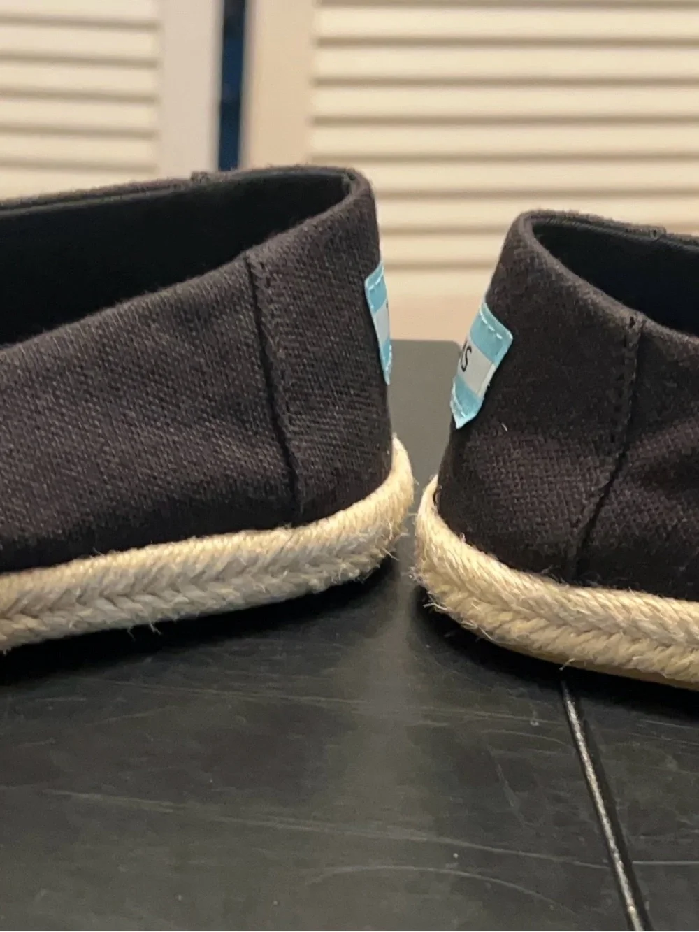 NWOT Toms Black Canvas Espadrille-Style Slip-Ons
